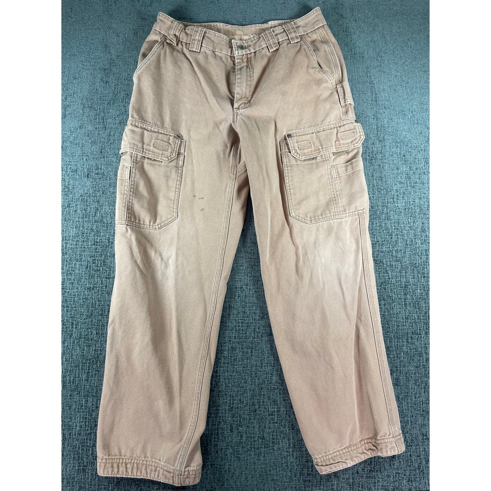 Duluth Trading Co Mens 35x34 Fire Hose Cargo Pants Tan Work Utility Relaxed